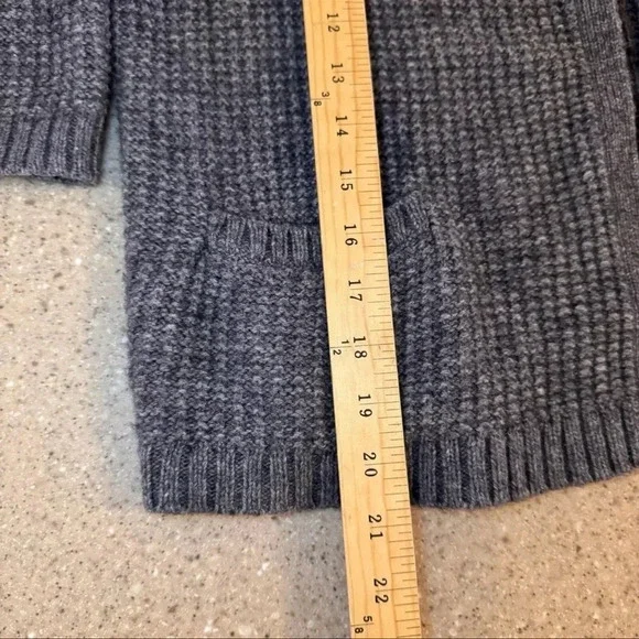 Ann Taylor Small Sweater Open-Front Cardigan 3/4 Sleeve Merino Wool Blend Gray - Picture 2 of 6